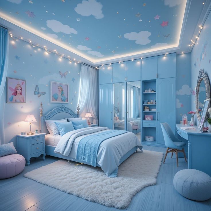 Teen Study & Bedroom with Pastel Magnetic Chalkboard Wall #14